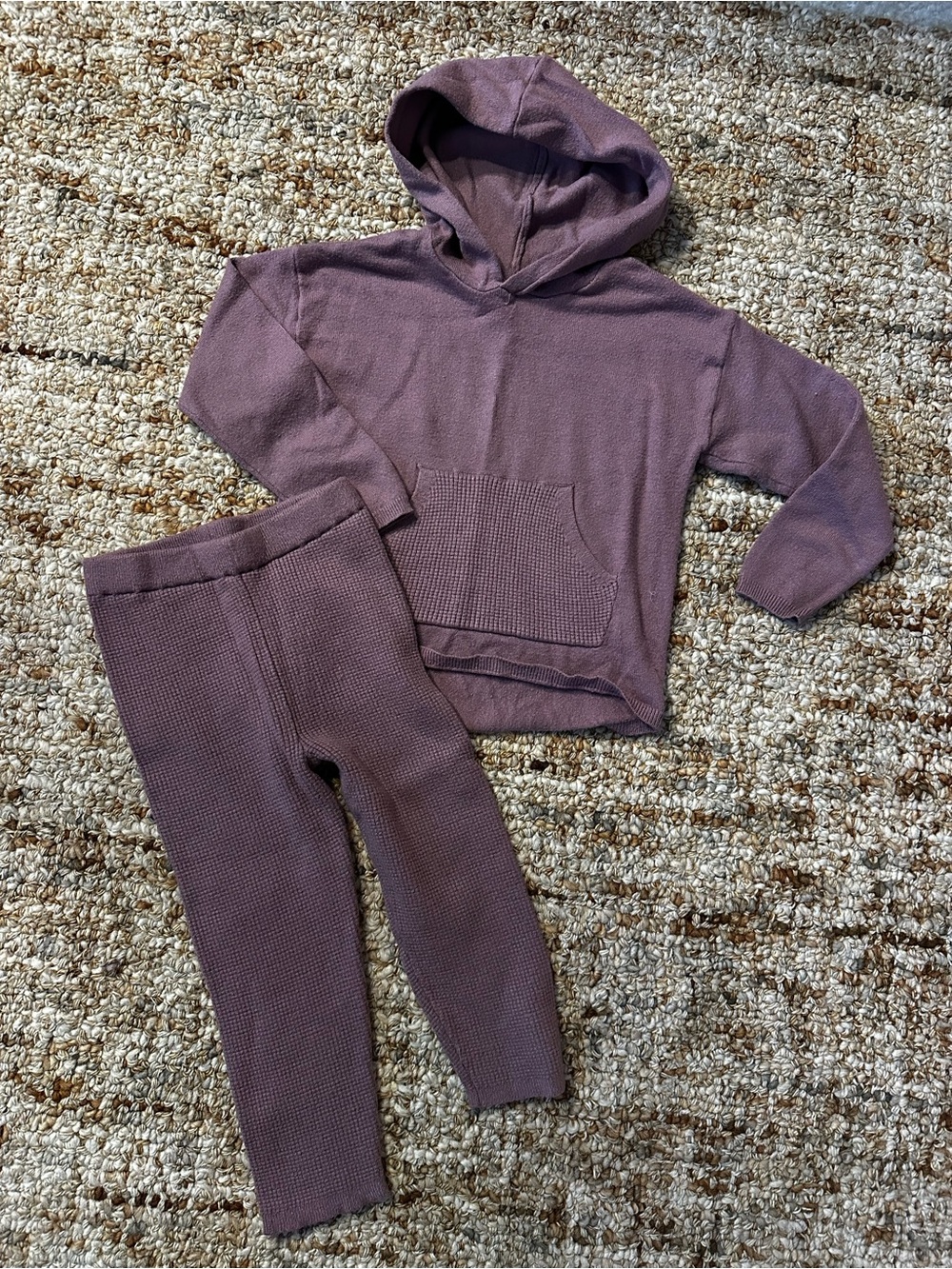 Children's Knit Hoodie & Leggings Set - Dusty Mauve